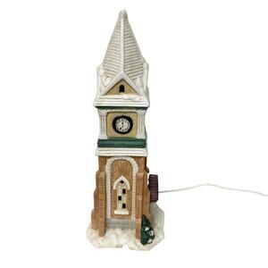 Village Square Christmas Holiday Ceramic Lighted Clock Tower